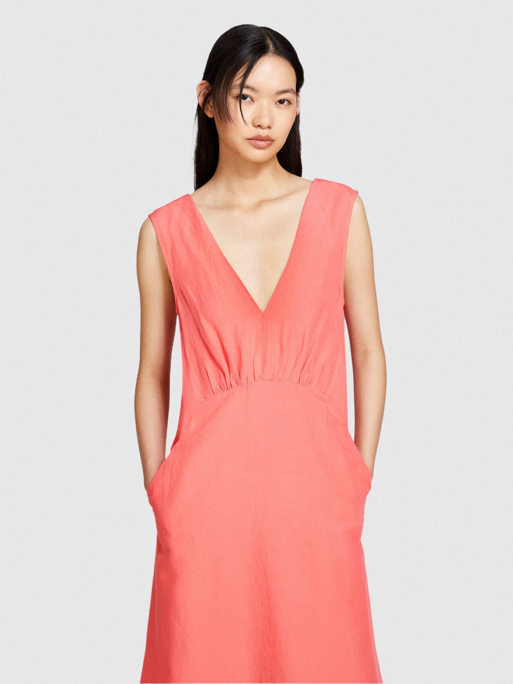 3COLOUR★Sleeveless suspender dress ワンピース 320 Sleeveless maxi dress black / gray For Women | Sandro Paris