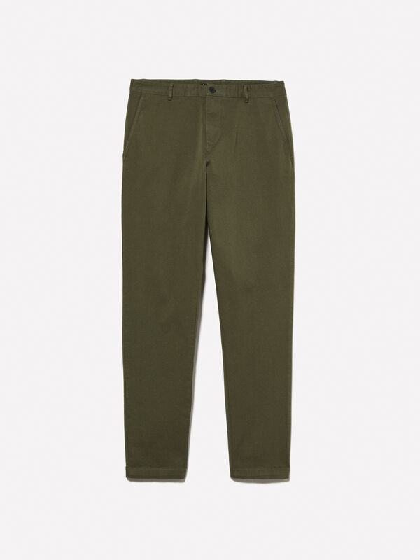 Military green slim fit chinos - men's chino trousers | Sisley