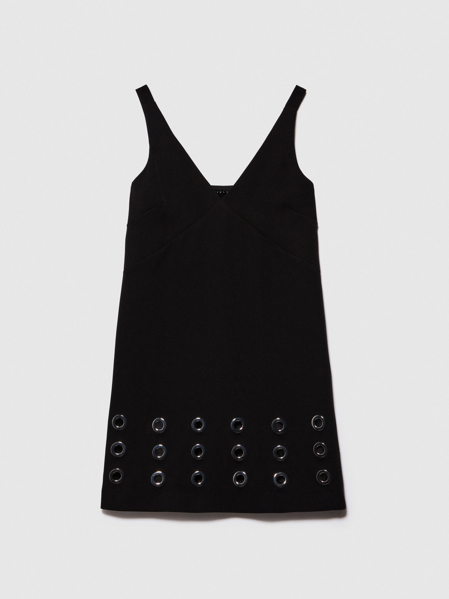 Short dress with eyelets, Black - Sisley