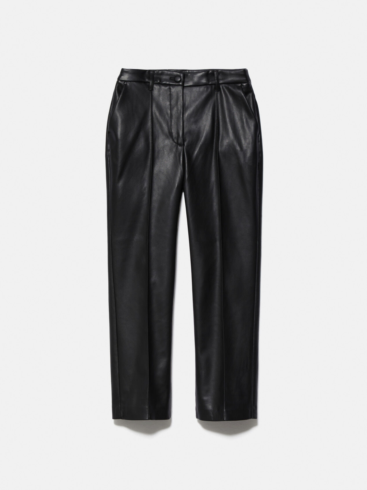 Cropped high-waisted pants, Black - Sisley