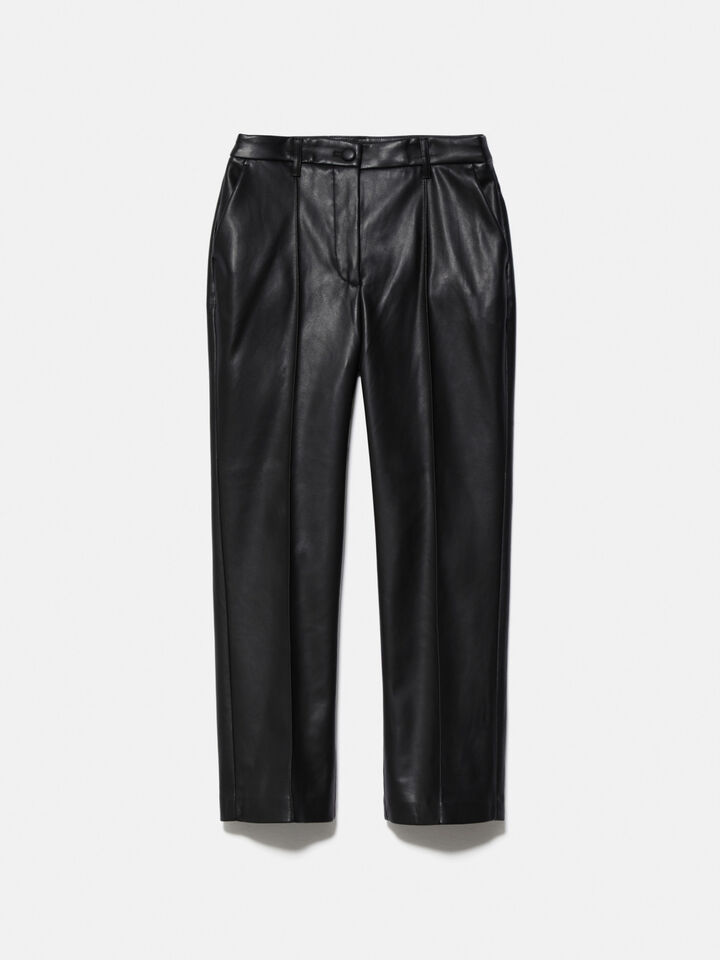 Imperial Shop Online Cropped high-waisted faux leather straight