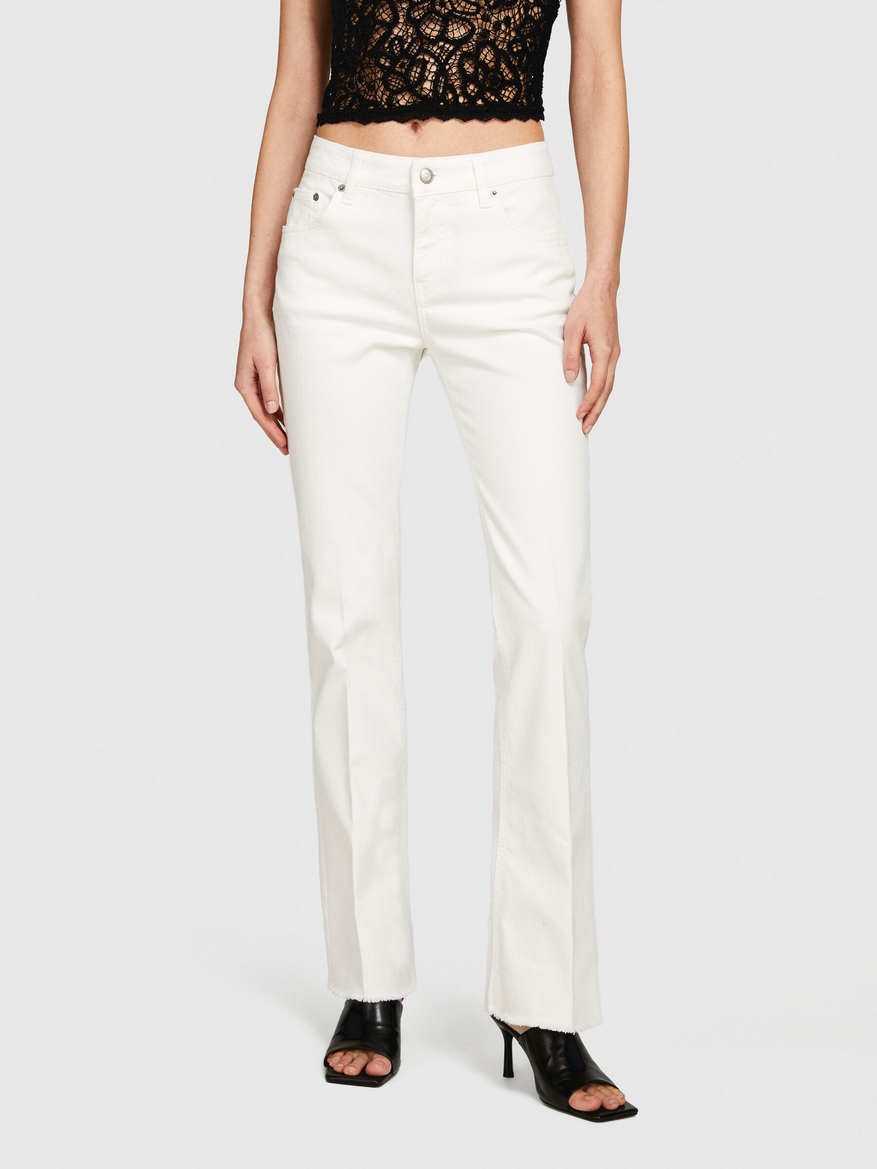 Colored flared fit jeans, Creamy White - Sisley
