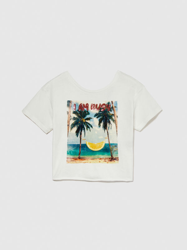 T-shirt with bare back - girls' short sleeve t-shirts | Sisley Young