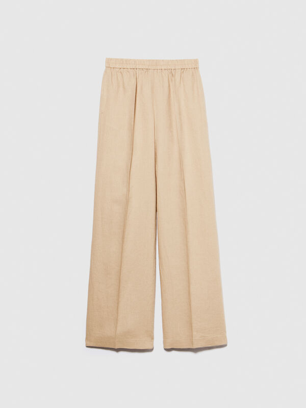 100% linen flare fit trousers - women's flared trousers | Sisley