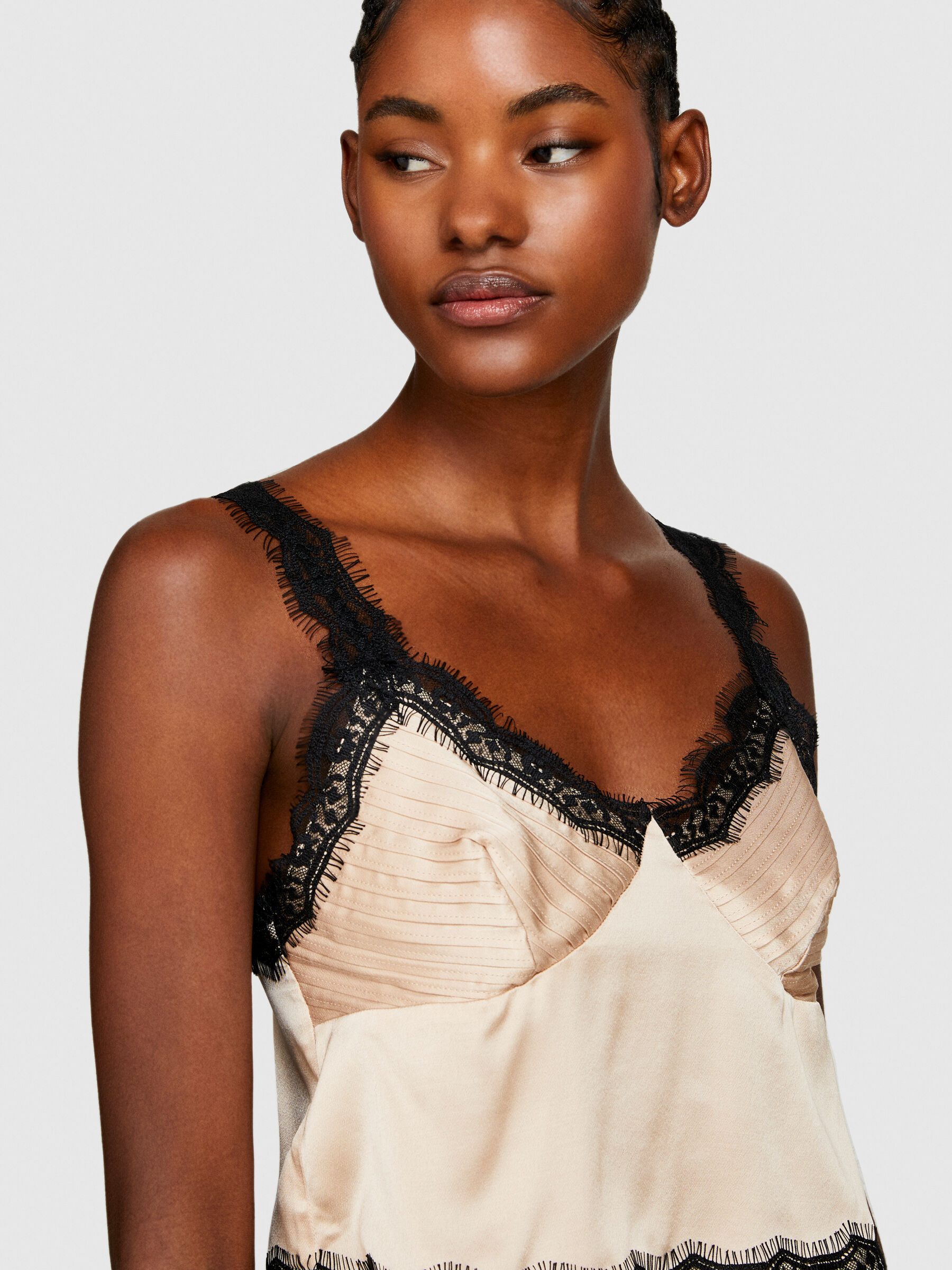 Satin top with lace Women image number null