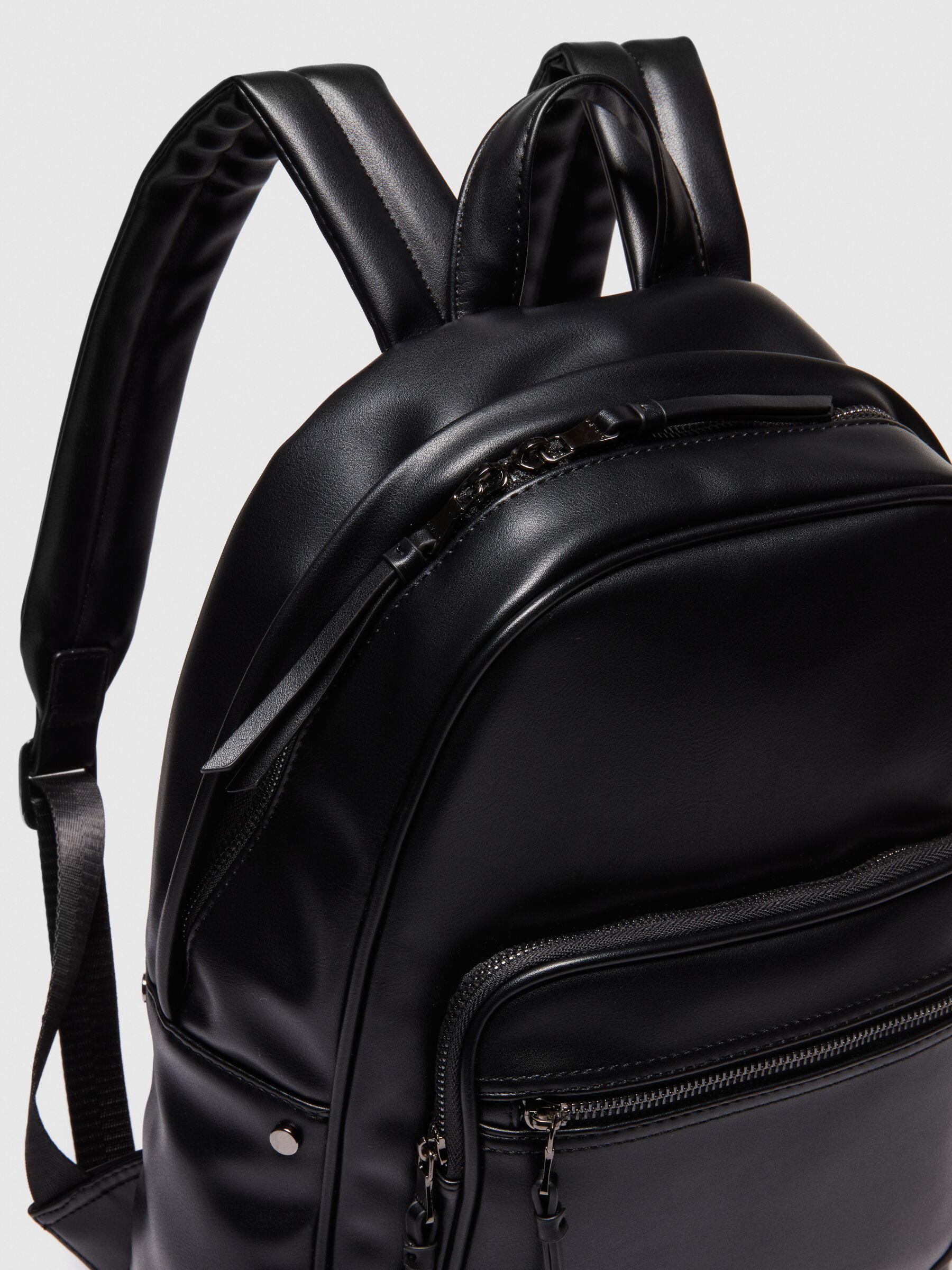 Shiny black backpack cheap