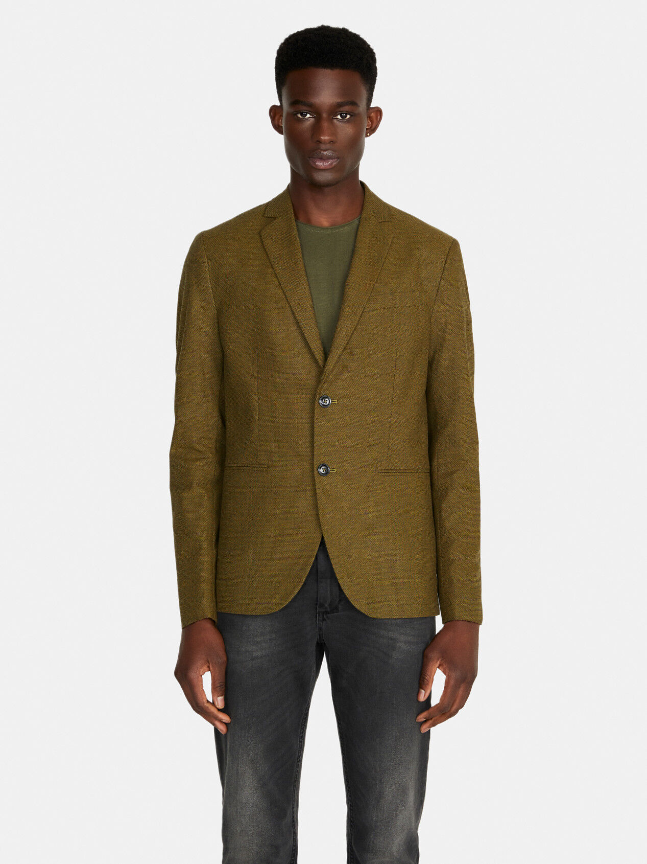Green wool store blazer mens