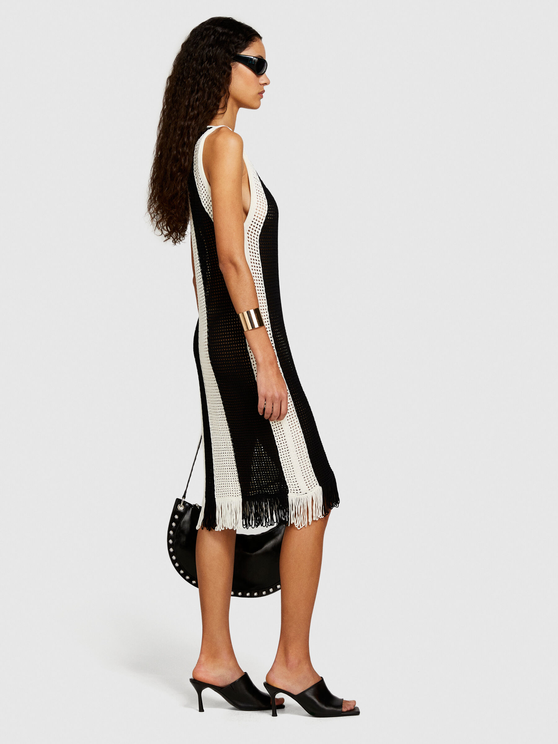 Striped perforated dress, Multi-color - Sisley