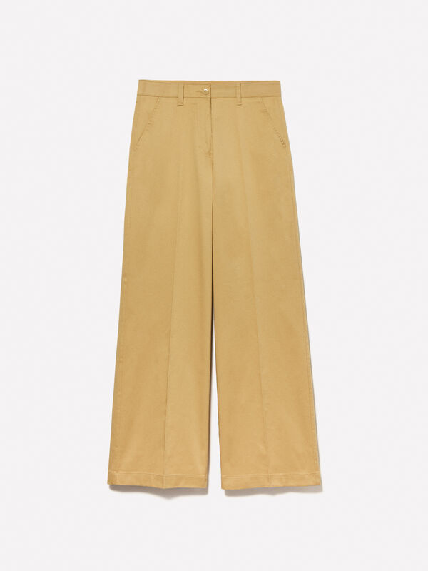 Mustard wide leg trousers - women's palazzo trousers | Sisley