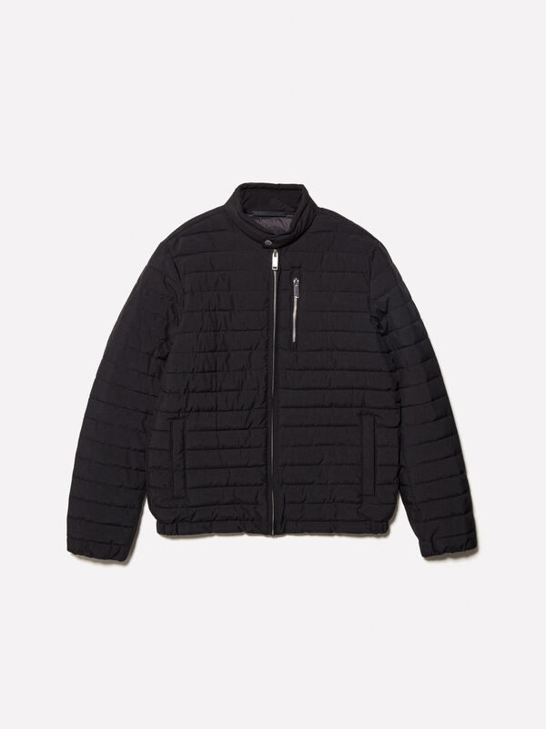 Black padded biker jacket - men's puffer jackets and coats | Sisley