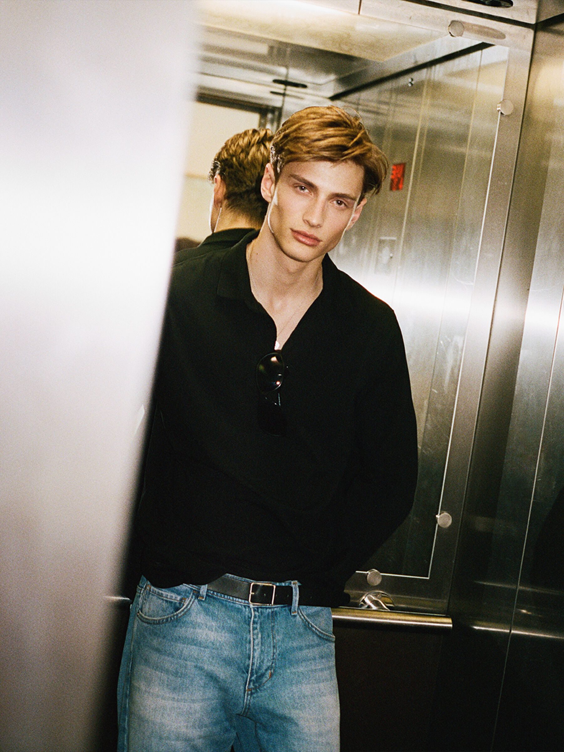 SEE SEE BIG LS POLO BLACK ビッグ ポロシャツ
