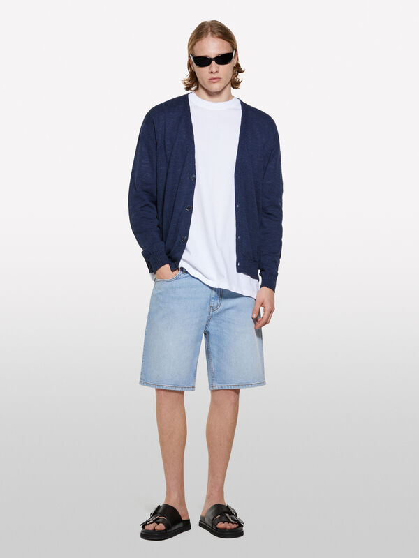Dark blue melange cardigan - men's cardigans | Sisley