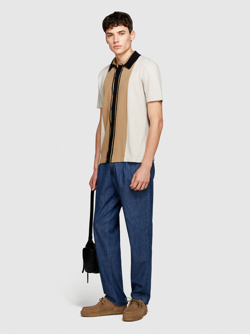 Color block sweater with buttons Men image number null