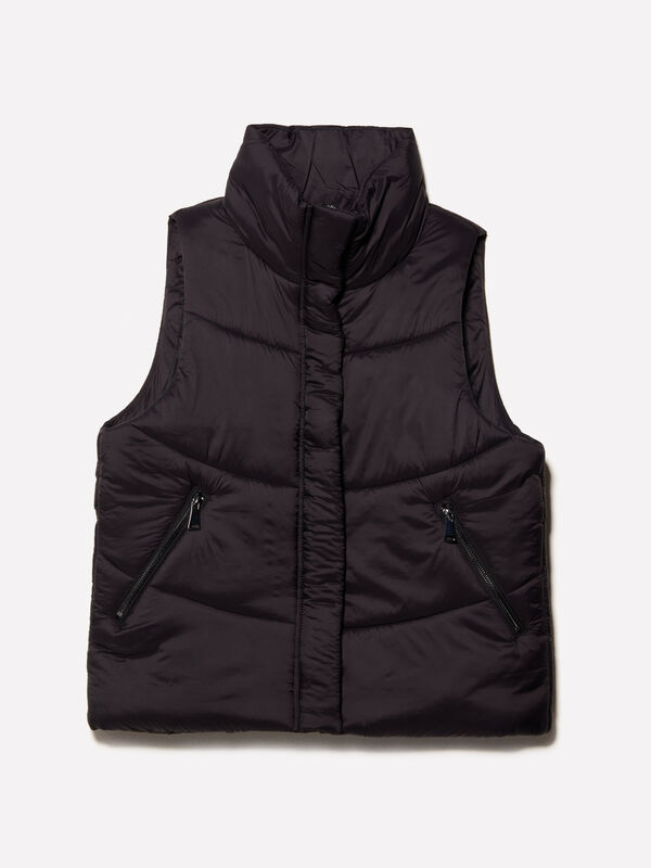 Black padded vest - women's vests and sleeveless jackets | Sisley