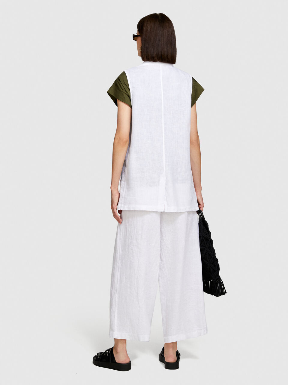 100% linen open vest Women image number null