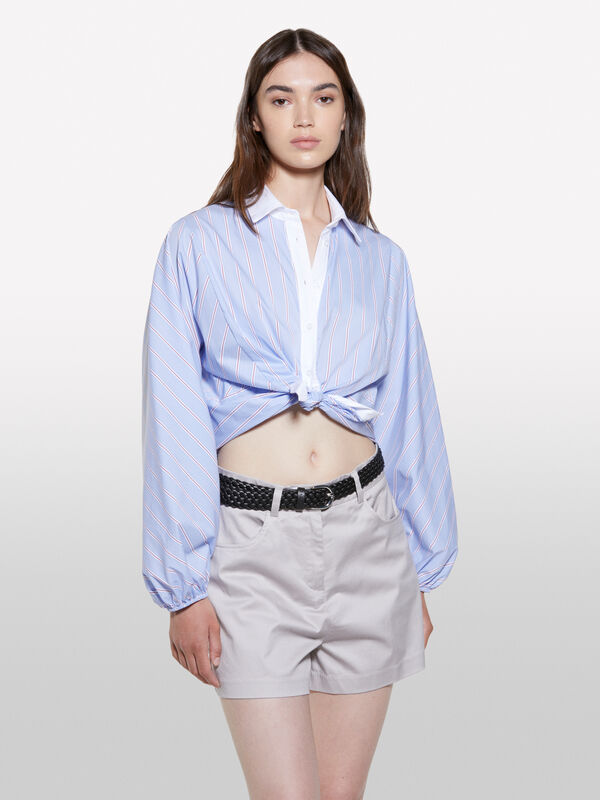 Light blue striped shirt with contrast - women's shirts | Sisley