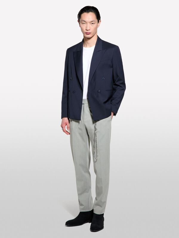 Dark blue double-breasted blazer - men's blazers | Sisley