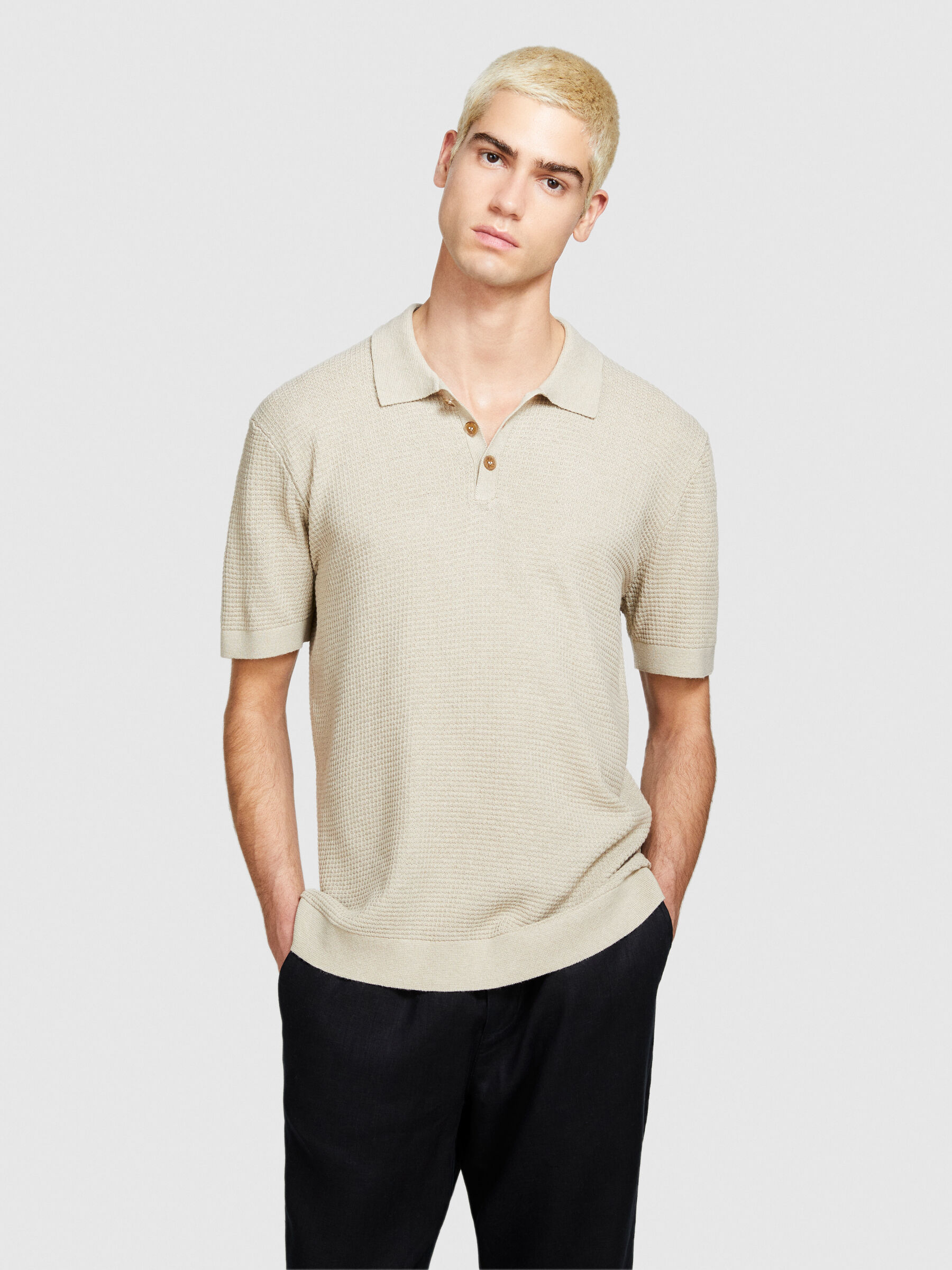 Knit polo, Beige - Sisley