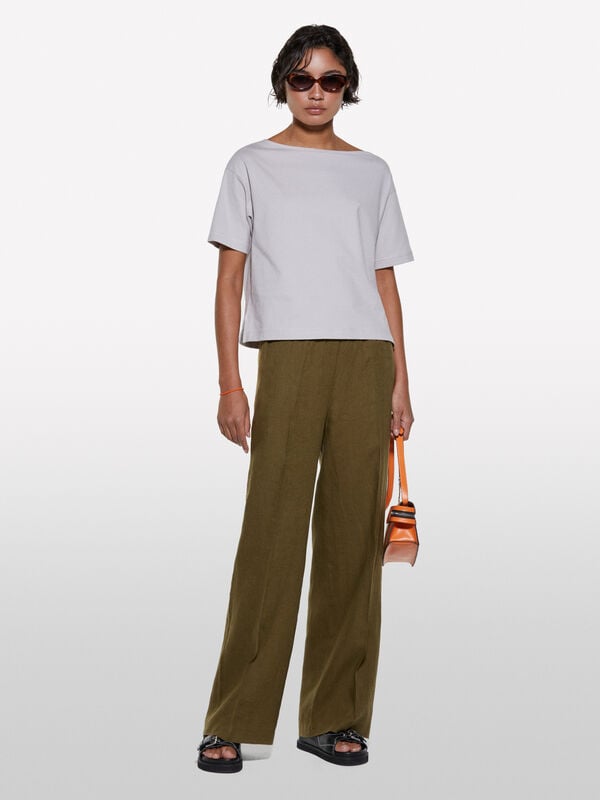 Gray boxy fit cropped t-shirt Gray boxy fit cropped t-shirt - women's short sleeve t-shirts | Sisley