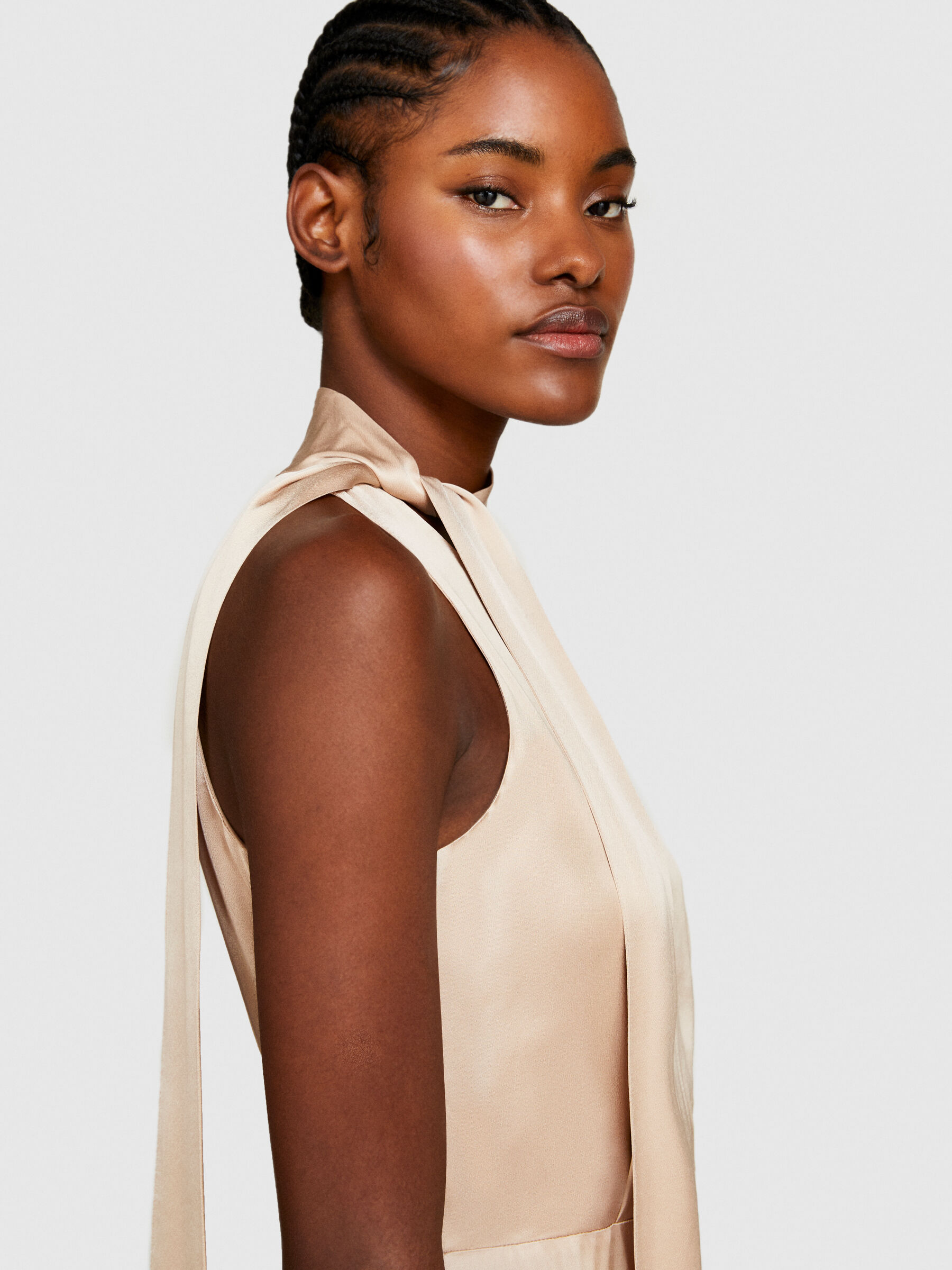 Satin dress with scarf Women image number null