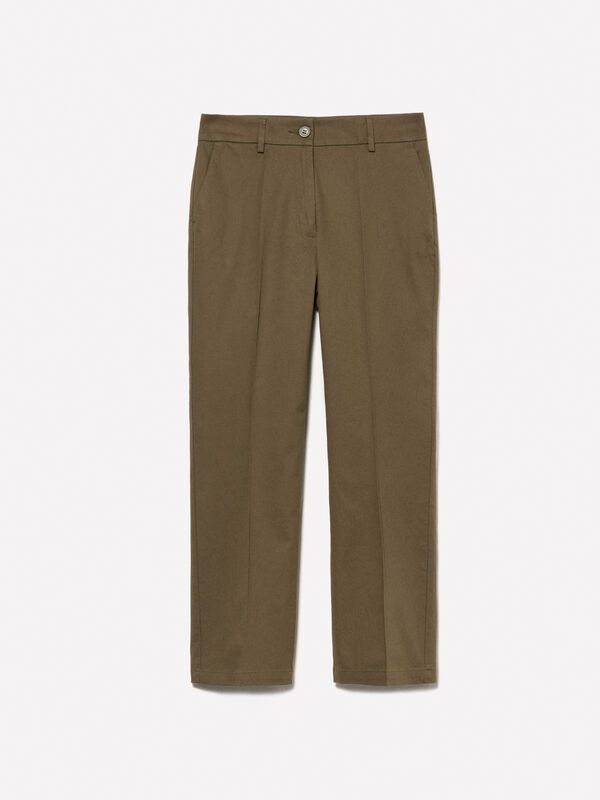 Military green flare fit trousers - women's flared trousers | Sisley