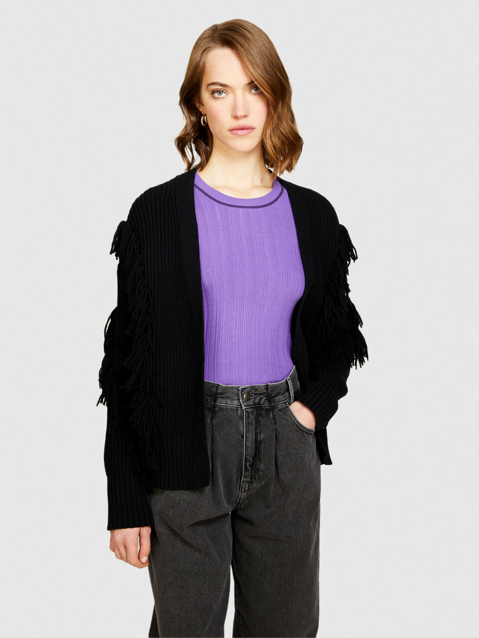 Maxi cardigan with fringe Women image number null