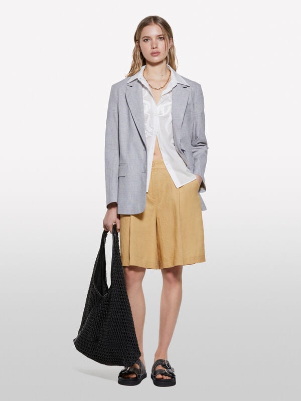 Light gray blazer in linen blend - women's blazers | Sisley
