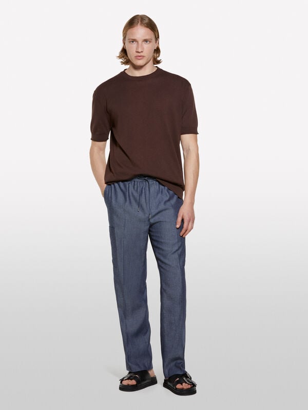 Brown short sleeve top Brown short sleeve top - men's crew neck sweaters | Sisley