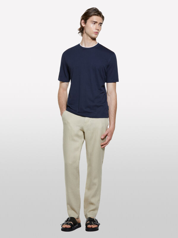 Dark blue t-shirt with contrast Dark blue t-shirt with contrast - men's short sleeve t-shirts | Sisley