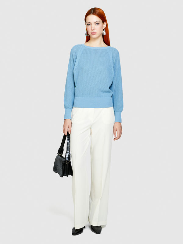 T-shirt with batwing sleeves - women's crew neck sweaters | Sisley