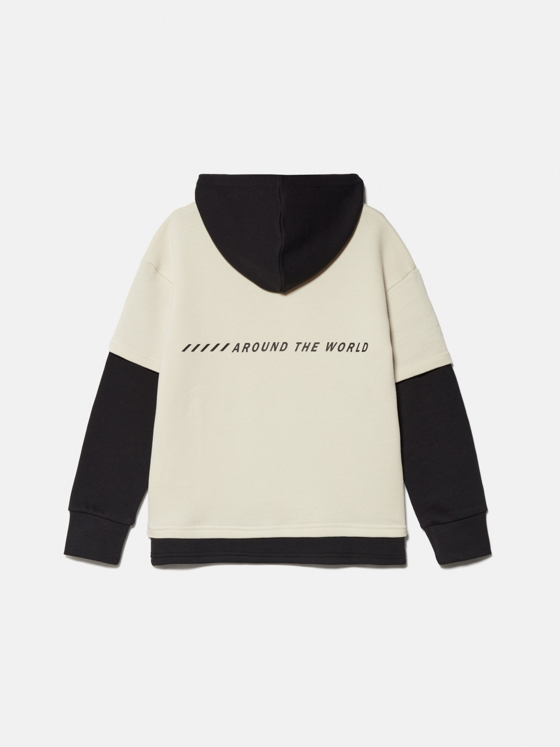 Layered hoodie with prints, Vanilla - Sisley
