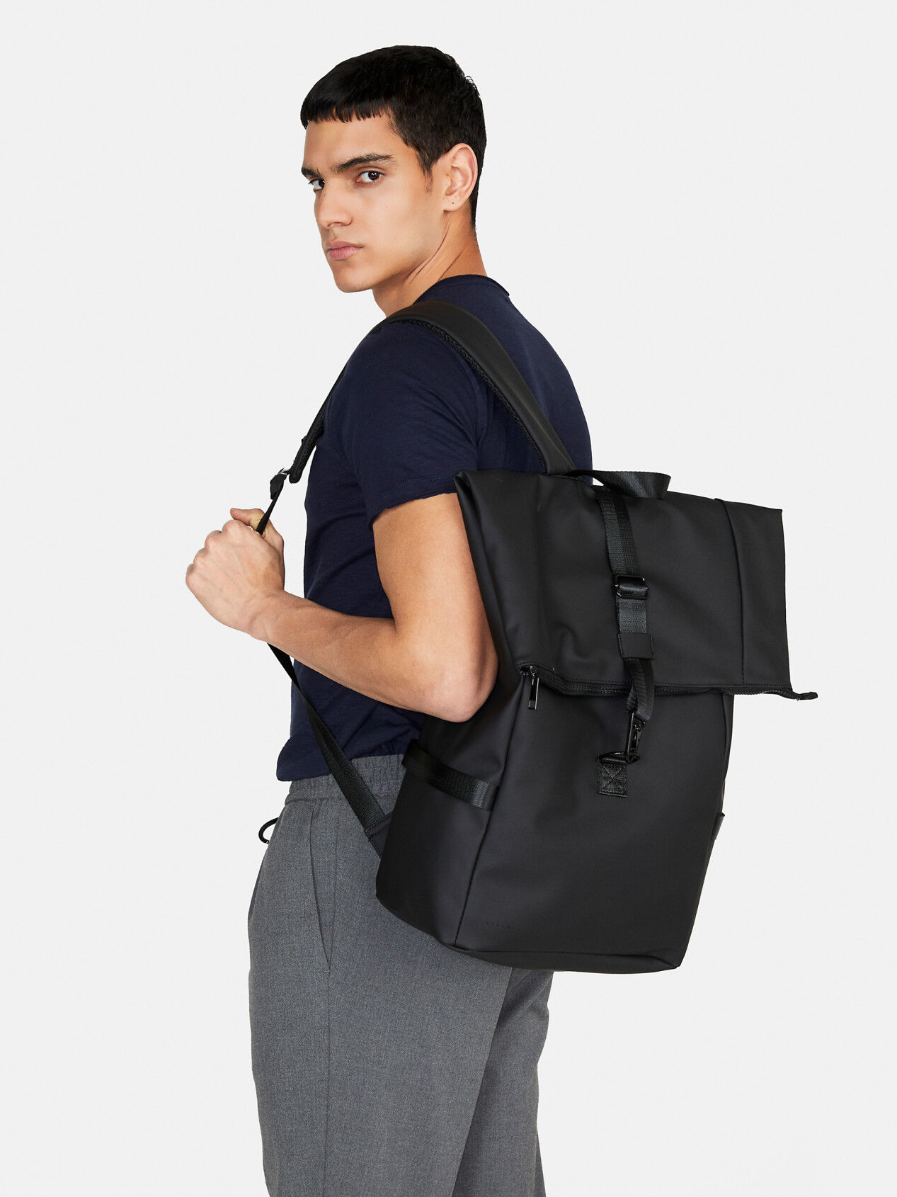 Nylon rucksack with laptop pocket Black Sisley