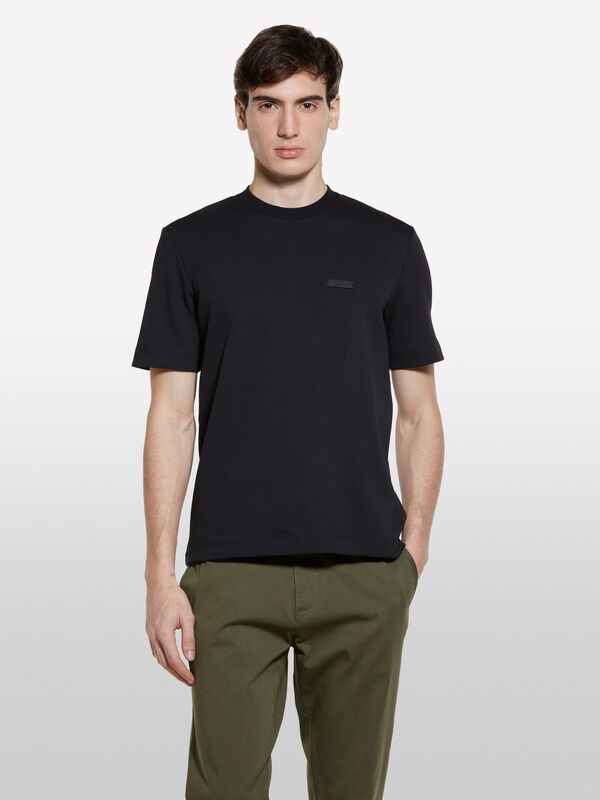 Black t-shirt with patch - men's short sleeve t-shirts | Sisley