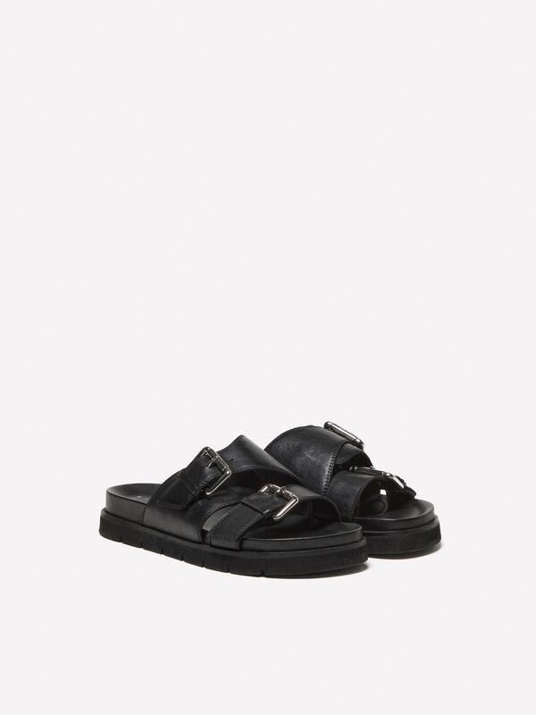 Black leather slippers - men's shoes | Sisley