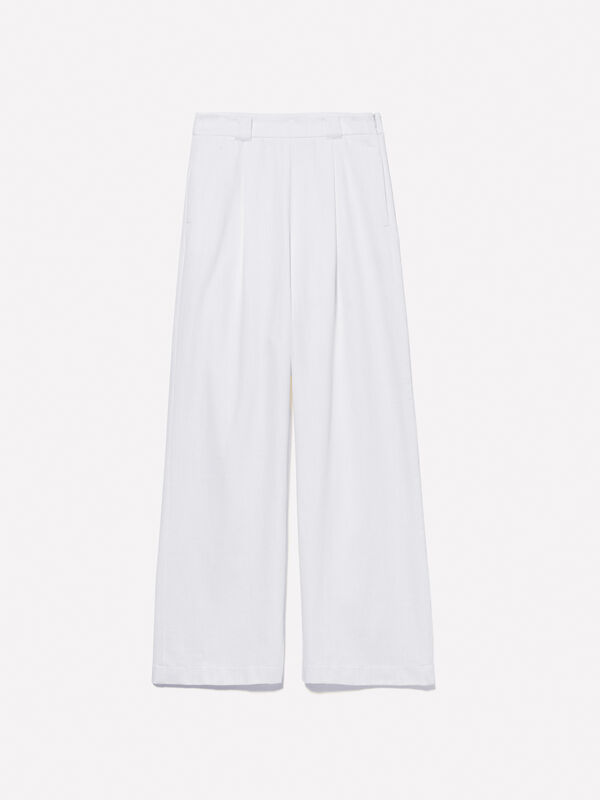 Cream white relaxed fit trousers - women's palazzo trousers | Sisley