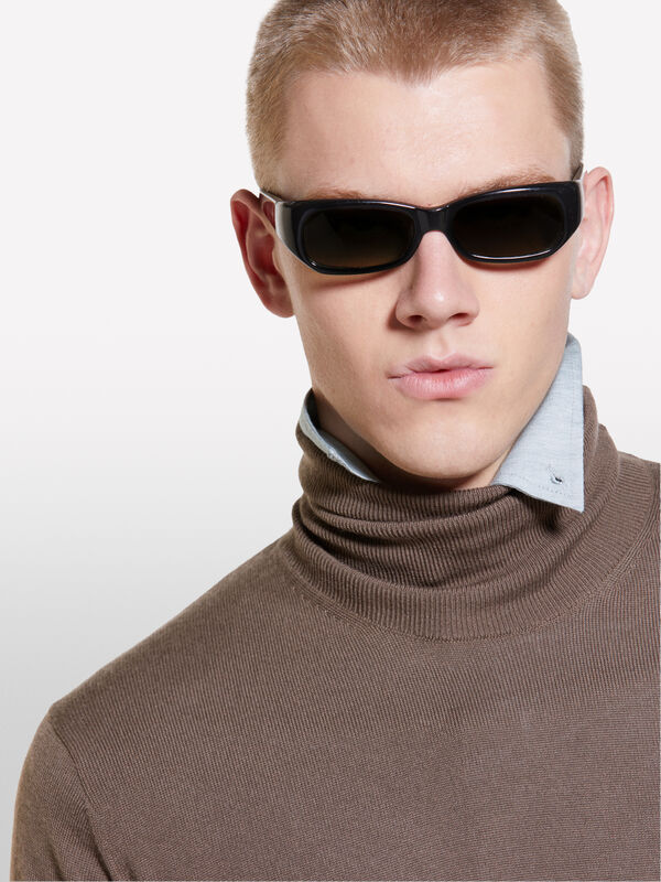 Brown sweater with high neck  - men's high neck sweaters | Sisley