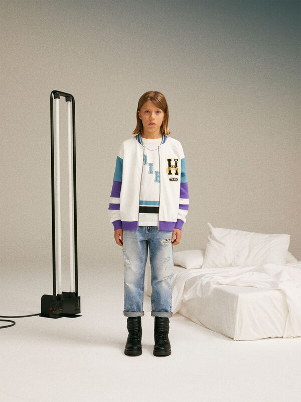 Color block sweat fabric bomber - boys' outerwear | Sisley Young