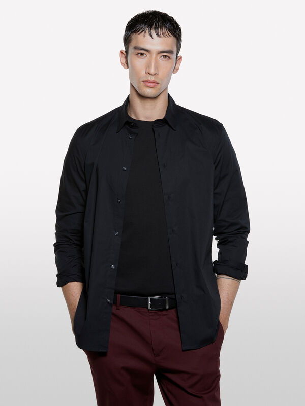 Black slim fit shirt - men's slim fit shirts | Sisley