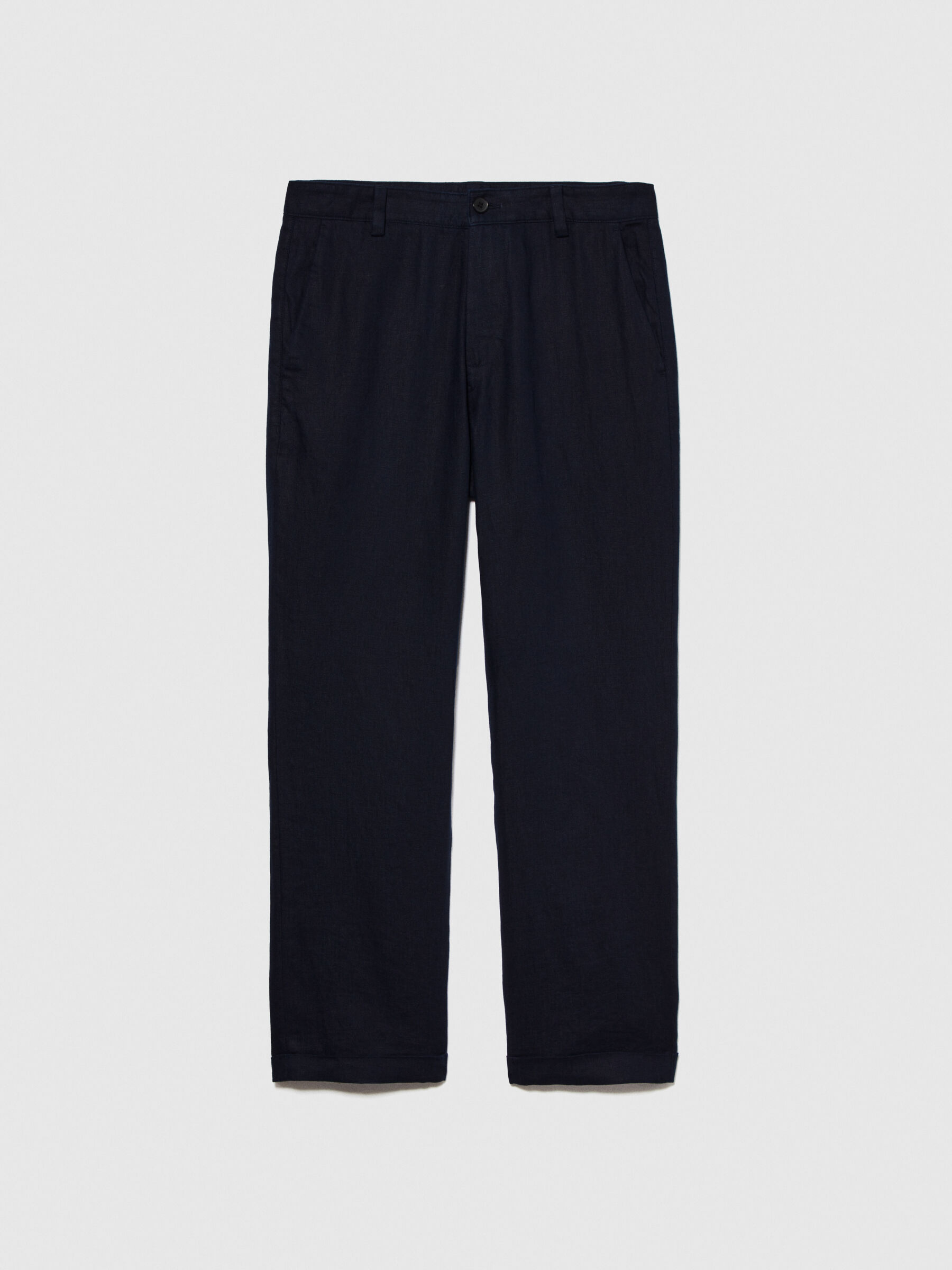 Regular fit trousers in 100% linen Men image number null