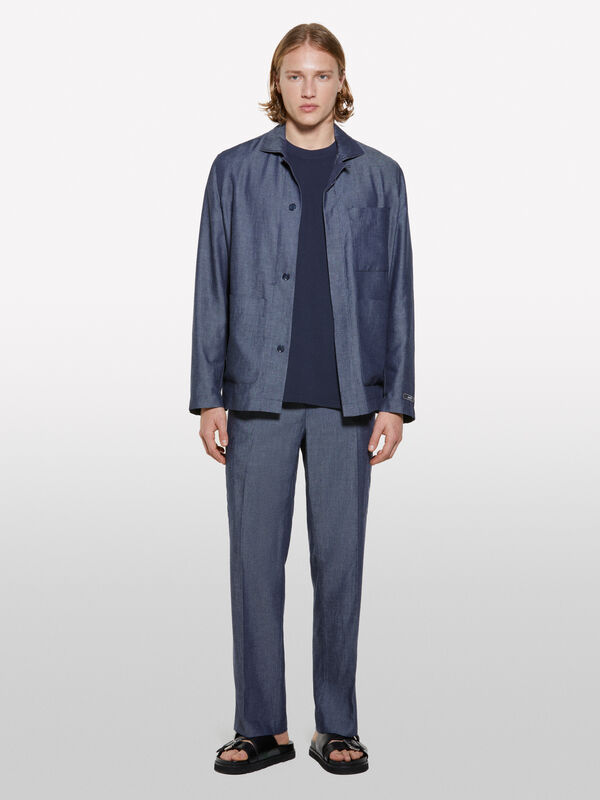 Blue yarn dyed jacket - men's jackets and coats | Sisley