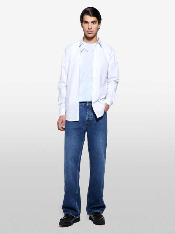 Blue slim fit short sleeve t-shirt - men's short sleeve t-shirts | Sisley