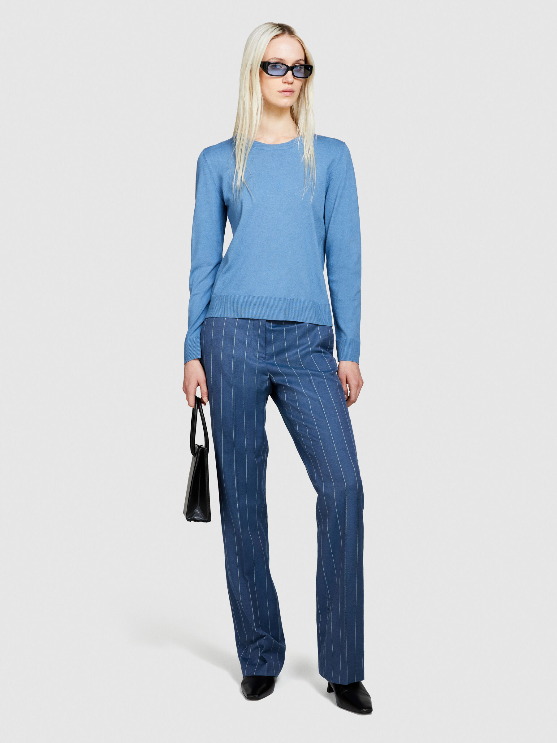 宅配便配送 Solid colored sweater, Light Blue - Sisley トップス