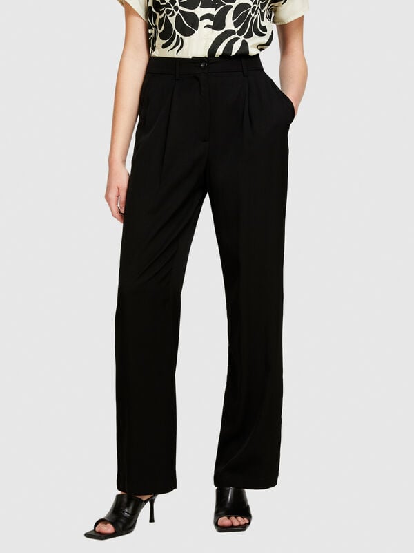 Low-waisted flared fit trousers - women's flared trousers | Sisley