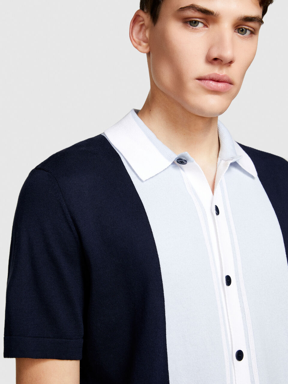 Color block sweater with buttons Men image number null