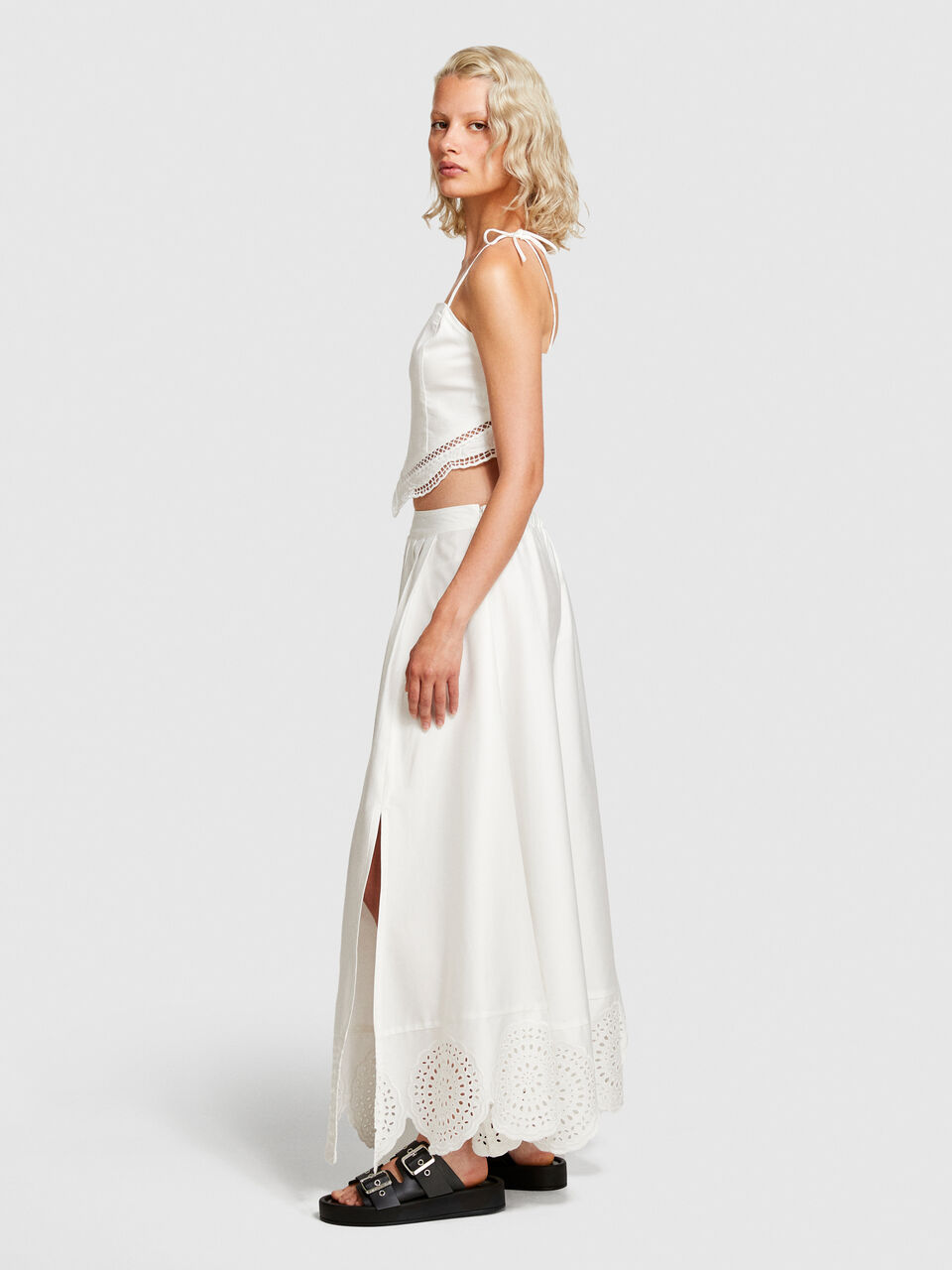 Midi skirt with lace Women image number null