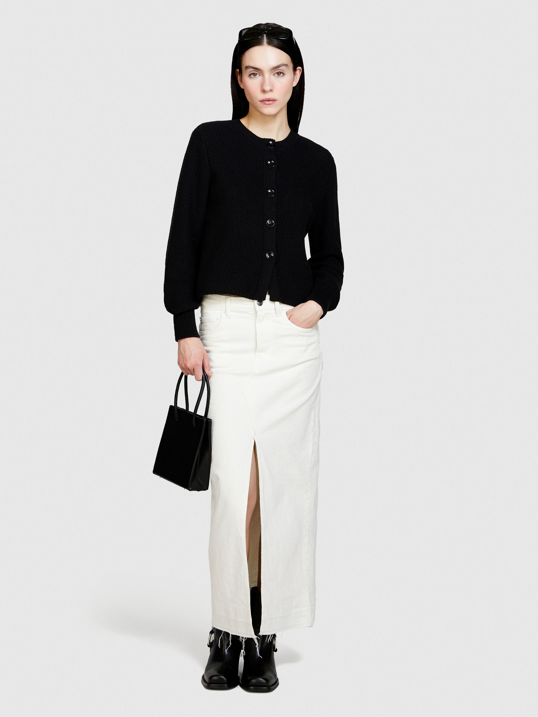 Cardigan with buttons, Black - Sisley Cardigan with buttons, Black - Sisley