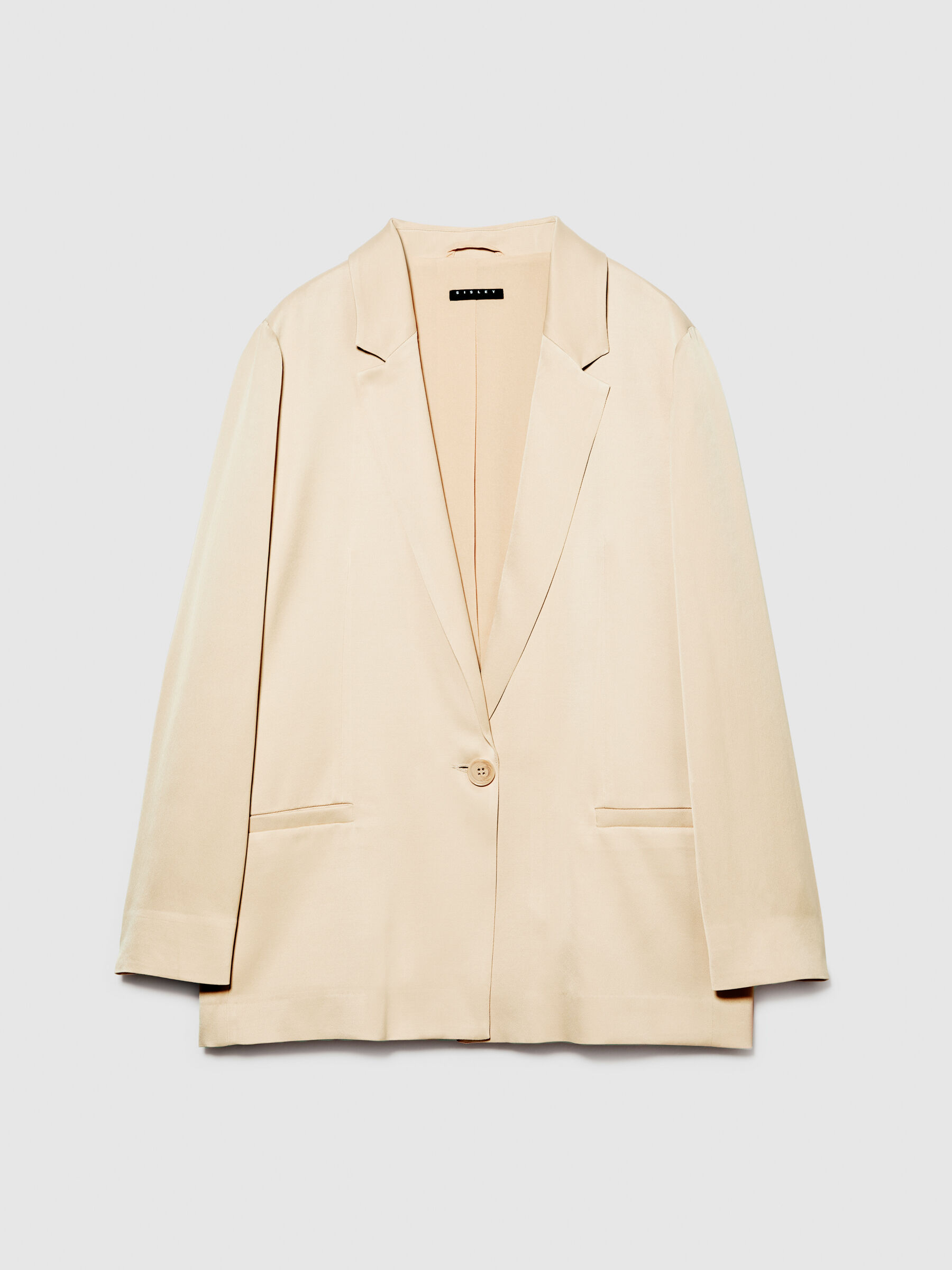 Single-breasted satin blazer, Nude - Sisley