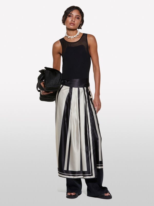 Black tank top with tulle - women's tops | Sisley