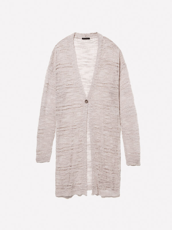 Beige long cardigan - women's cardigans | Sisley