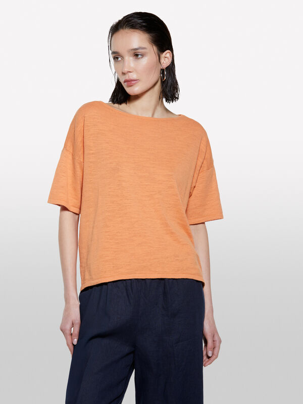 Cream white sweater with boat neck - women's boat neck sweaters | Sisley